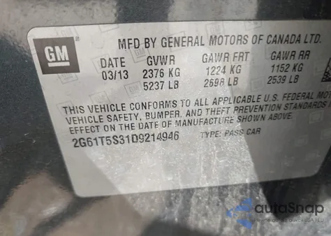 2013 Cadillac Xts Premium z USA, uszkodzony, nr VIN 2G61T5S31D9214946